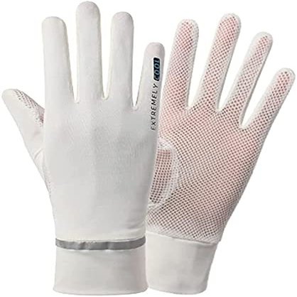 Summer Driving Gloves Women Anti-UV Protection Sunscreen Touchscreen Cooling Mesh Breathable Gloves Cycling Riding Full Palm Sport Non-Slip Grip Motorcycle Golf Mittens (Grey with 2 Fingers flip)