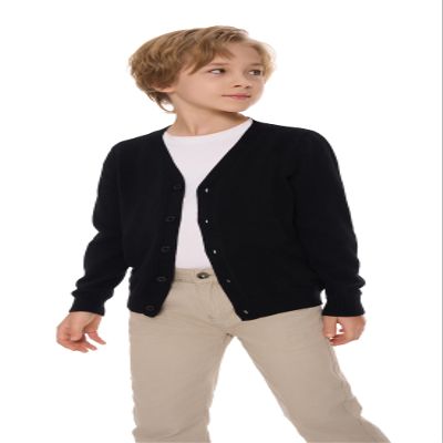 SMINLING Pinker Boys School Uniform Cardigan Sweater V-Neck Soft Cotton Clothing(Black,8-9 Years)