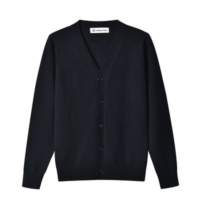 SMINLING Pinker Boys School Uniform Cardigan Sweater V-Neck Soft Cotton Clothing(Dark Navy,9-10 Years)