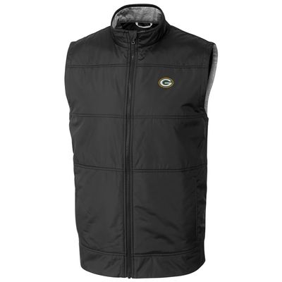Cutter & Buck Men's Black Green Bay Packers Stealth Full-Zip Vest