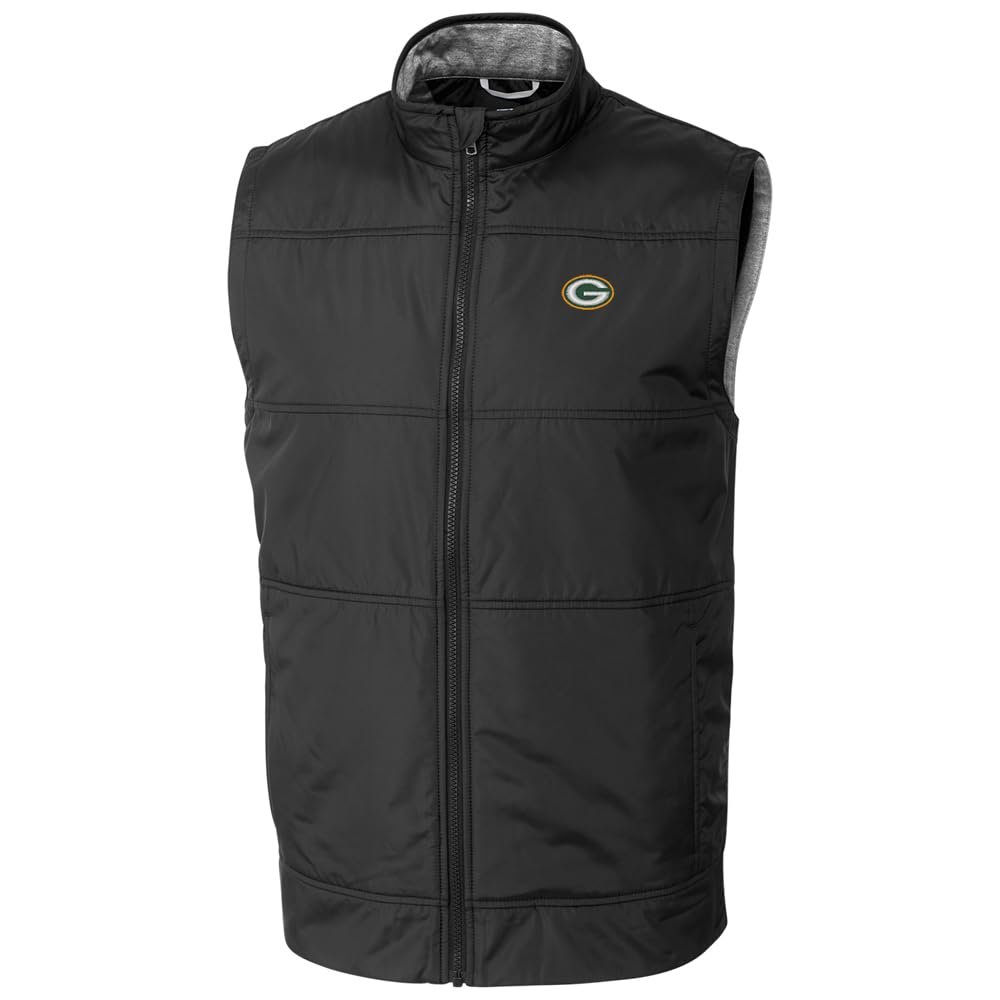 Cutter & Buck Men's Black Green Bay Packers Stealth Full-Zip Vest