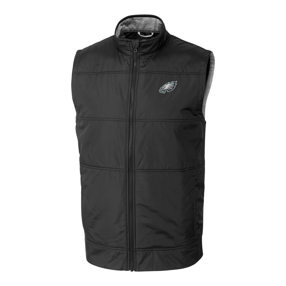 Cutter & Buck Men's Black Philadelphia Eagles Big & Tall Stealth Full-Zip Vest