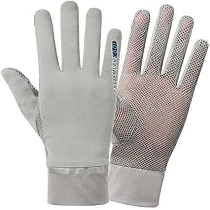 ITODA Summer Driving Gloves Men Anti-UV Protection Sunscreen Touchscreen Cooling Mesh Breathable Gloves Cycling Riding Full Palm Sport Non-Slip Grip Motorcycle Golf Mittens (Grey with 2 Fingers flip)