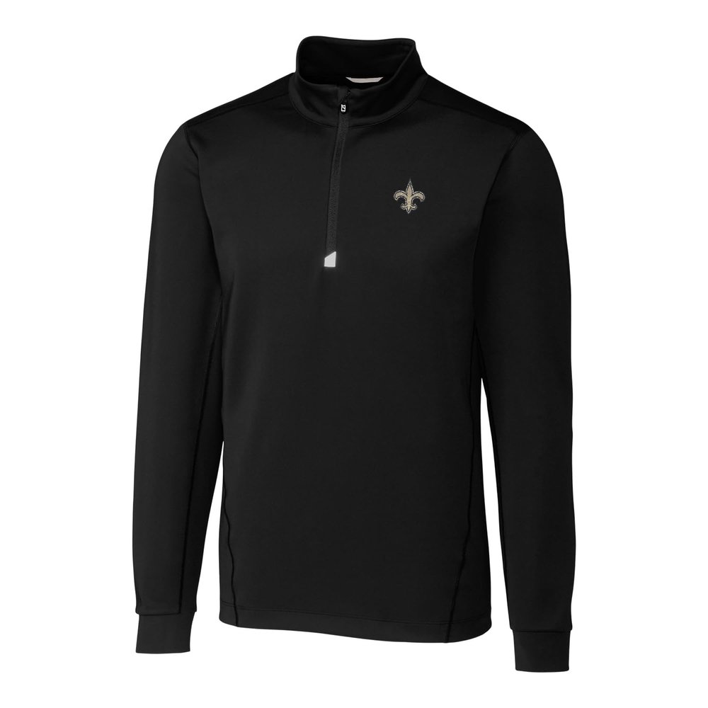 Cutter & Buck Men's Black New Orleans Saints Big & Tall Traverse Half-Zip Pullover Jacket