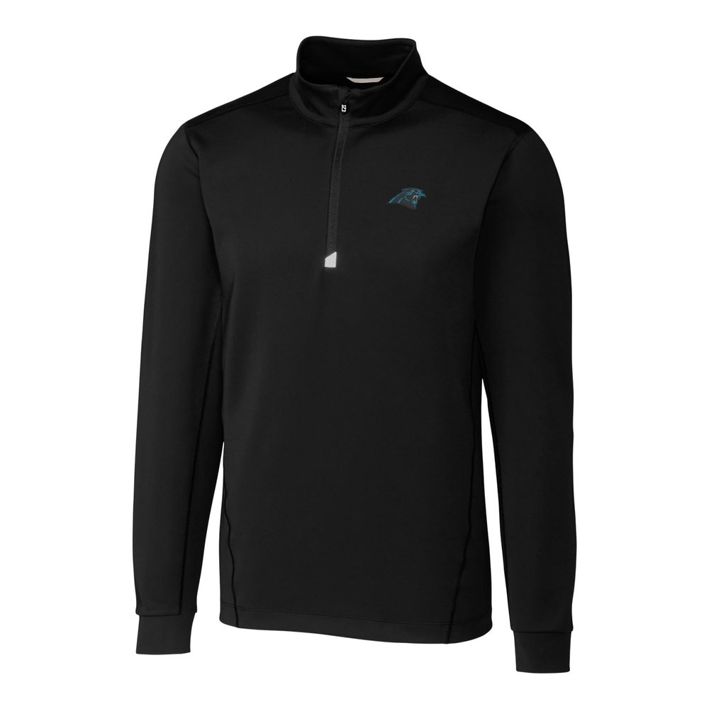 Cutter & Buck Men's Black Carolina Panthers Big & Tall Traverse Half-Zip Pullover Jacket
