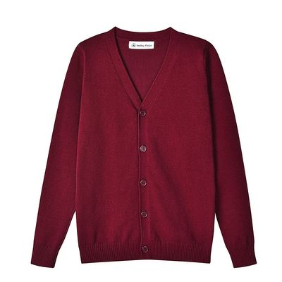 SMINLING Pinker Boys School Uniform Cardigan Sweater V-Neck Soft Cotton Clothing(Burgundy,7-8 Years)