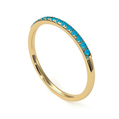 Gemsonclick Natural Turquoise Eternity Stacking Engagement Ring Gold Plated December Birthstone Vintage Style Promise Band Ring Jewelery Size4