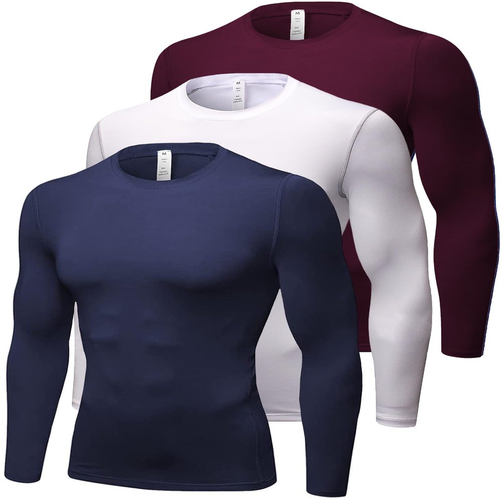 Mens Compression Shirts Workout Cool Dry Tops Sports Athletic Gym Base Layer Undershirt Running Basketball T Shirt