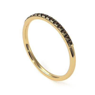 Gemsonclick Natural Smoky Quartz Eternity Stacking Engagement Ring Gold Plated Gemstone Vintage Style Promise Band Ring Jewelery Size8