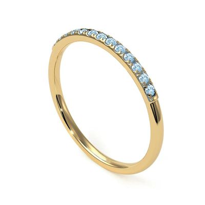 Gemsonclick Natural Aquamarine Eternity Stacking Engagement Ring Gold Plated March Birthstone Vintage Style Promise Band Ring Jewelery Size