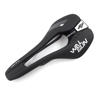 WALGUN Comfortable Bike Saddles Cushion Pad Men Women for Road / MTB Mountain Bike Waterproof Hollow Racing Soft Bicycle Seat (White Text)