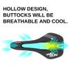 WALGUN Comfortable Bike Saddles Cushion Pad Men Women for Road / MTB Mountain Bike Waterproof Hollow Racing Soft Bicycle Seat (White Text) view 3