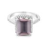 Gemsonclick Natural-Rose Quartz Emerald Cut Engagement Ring 925 Sterling Silver Halo Proposal Ring Gemstone Jewelry For Gifts Available in Size 9 view 2