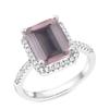 Gemsonclick Natural-Rose Quartz Emerald Cut Engagement Ring 925 Sterling Silver Halo Proposal Ring Gemstone Jewelry For Gifts Available in Size 9 view 3