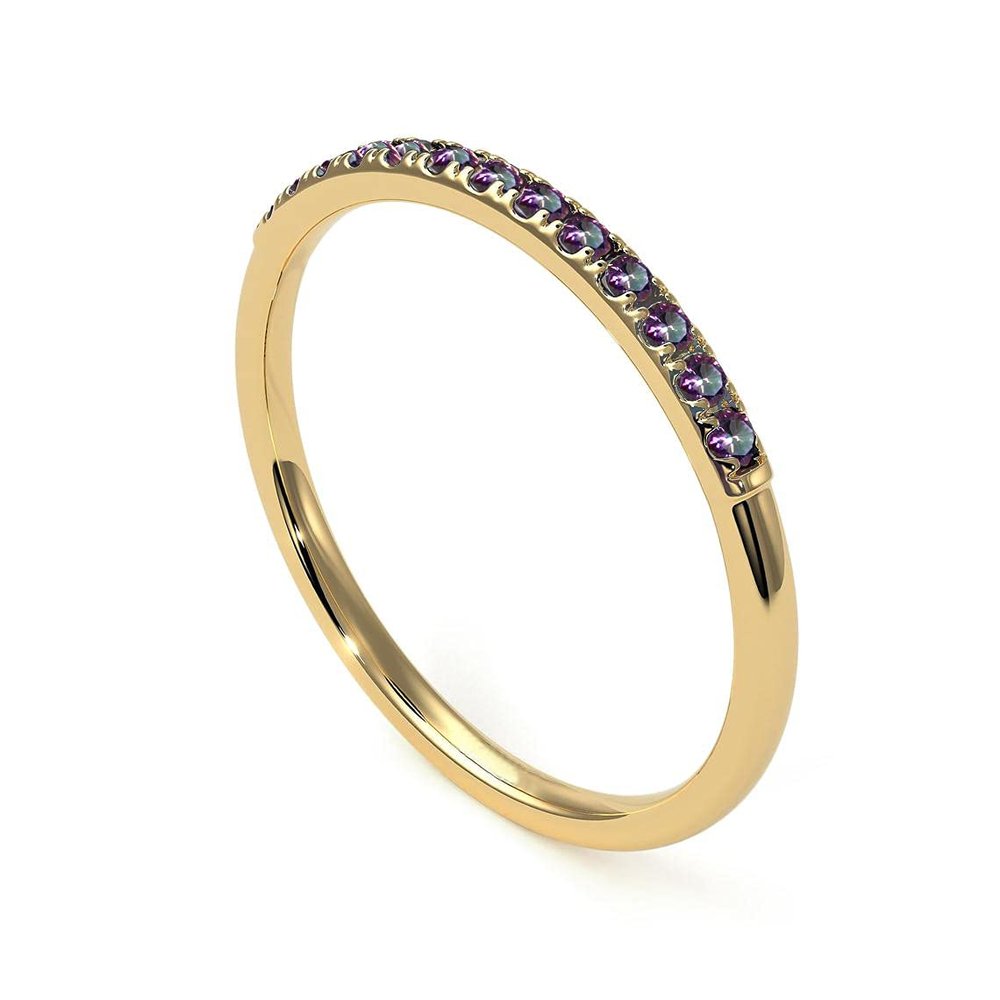 Gemsonclick Mystic Quartz Eternity Stacking Engagement Ring Gold Plated August Birthstone Vintage Style Promise Band Ring Jewelery Size5