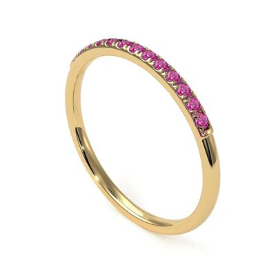 Gemsonclick Created Pink Sapphire Eternity Stacking Engagement Ring Gold Plated Gemstone Vintage Style Promise Band Ring Jewelery Size4