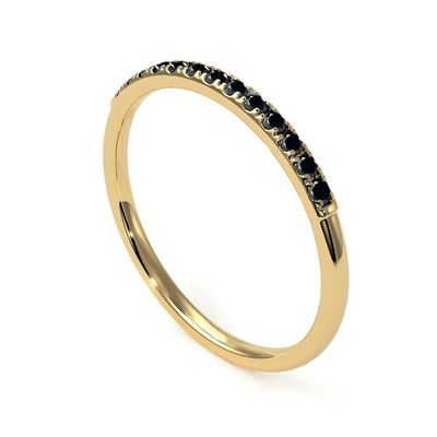 Gemsonclick Natural Black Onyx Eternity Stacking Engagement Ring 18K Gold Plated Gemstone Vintage Style Promise Band Ring Jewelery Size 9