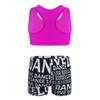 Yeeye Girls 2 Pcs Racer Back Top and Shorts Love Dance Sets for Workout Gymnastics Leotard Dancing (Rose,black, 3-4) view 2