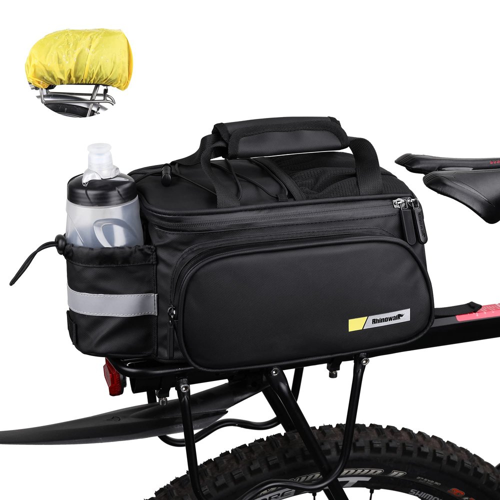 Rhinowalk Bike Trunk Bag 10L Bicycle Pannier Rear Rack Carrier Bag Bike Luggage Commuter Bag with Rain Cover Shoulder Strap