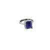 Gemsonclick Natural-Lapis Lazuli Emerald Cut Engagement Ring 925 Sterling Silver Halo view 4