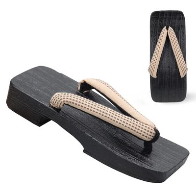 Ez-sofei Men Japanese Traditional Geta Clogs Wooden Sandals (Beige-A, Numeric_7)
