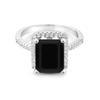 Gemsonclick Natural-Black Onyx Emerald Cut Engagement Ring 925 Sterling Silver Halo view 2