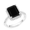 Gemsonclick Natural-Black Onyx Emerald Cut Engagement Ring 925 Sterling Silver Halo view 3