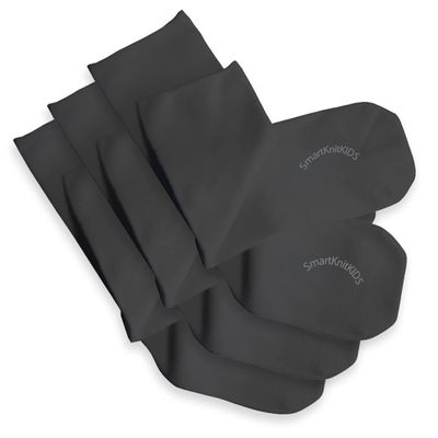 SmartKnitKIDS Seamless Sensitivity Socks, 3-Pack - Made in USA, Soft Cotton Blend, Non-Irritating Flat Toe Seams, Durable All-Day Comfort for Boys & Girls (Charcoal, Large)