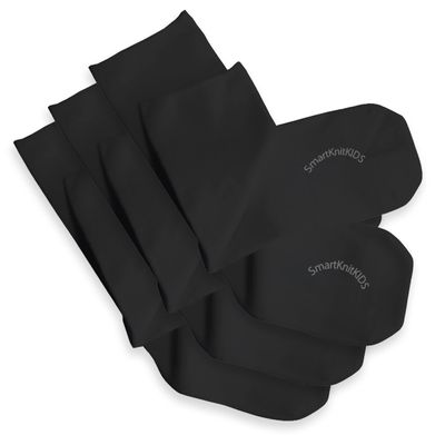 SmartKnitKIDS Seamless Sensitivity Socks, 3-Pack - Made in USA, Soft Cotton Blend, Non-Irritating Flat Toe Seams, Durable All-Day Comfort for Boys & Girls (Black, X-Large)
