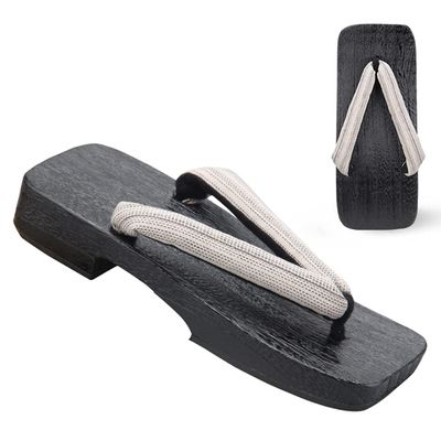 Ez-sofei Men Japanese Traditional Geta Clogs Wooden Sandals (Beige, Numeric_9)