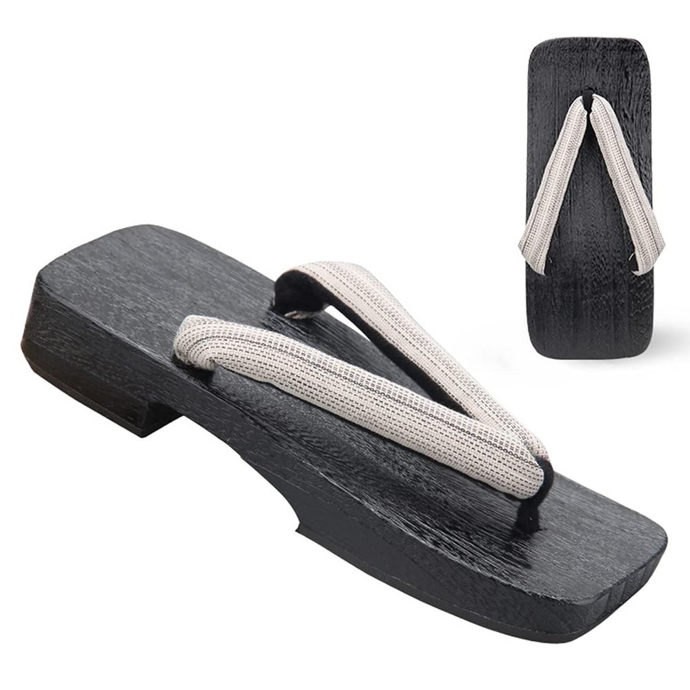Ez-sofei Men Japanese Traditional Geta Clogs Wooden Sandals (Beige, Numeric_9)