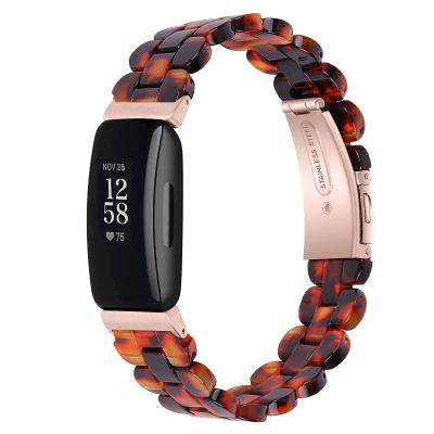 TryBest Bands Compatible with Fitbit Inspire HR/Inspire,Fashion Resin Strap Replacement Stainless Steel Buckle Wristband Adjustable Wrist for 5.5-8.1 inch with Link Remover Tool for Women