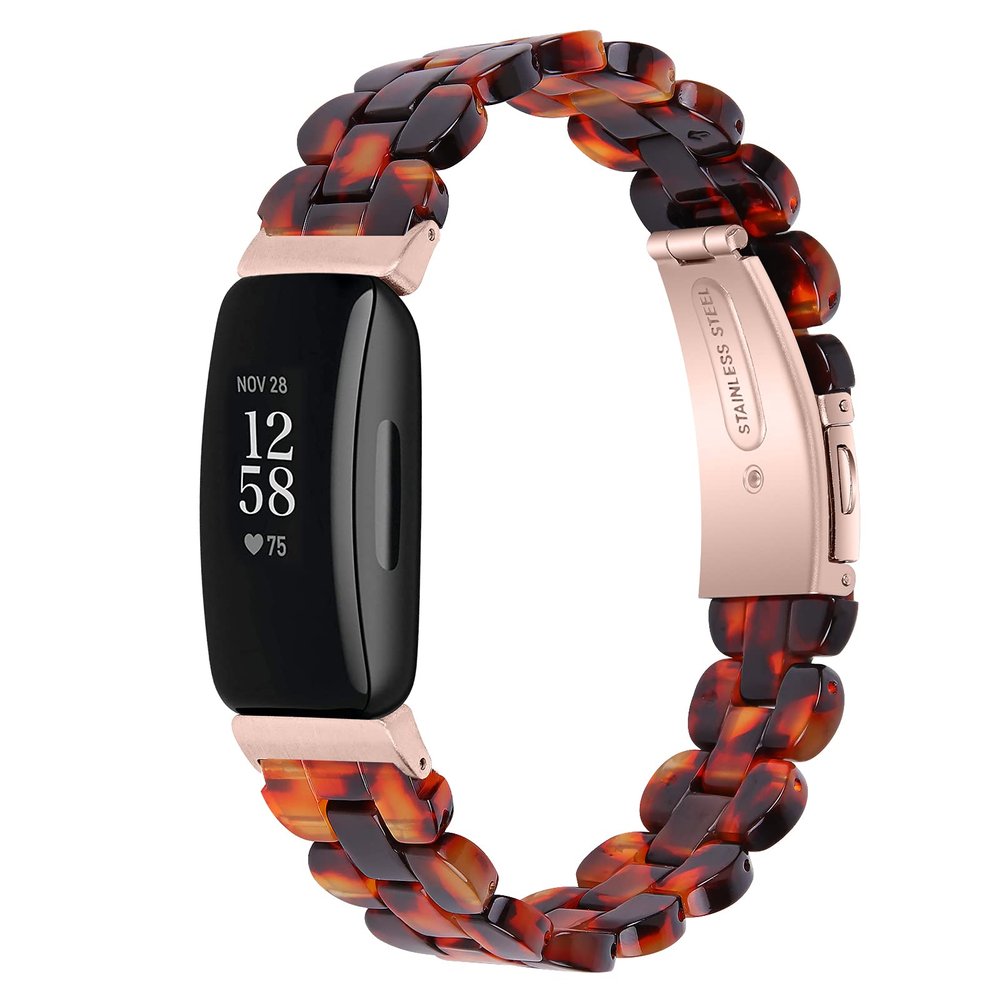 TryBest Bands Compatible with Fitbit Inspire HR/Inspire,Fashion Resin Strap Replacement Stainless Steel Buckle Wristband Adjustable Wrist for 5.5-8.1 inch with Link Remover Tool for Women