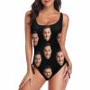 Personalized Swimsuits for Women Men Small Face Custom Face Swimwear Funny One Piece Swimsuit with Husband Face Women's Personalized Swim Suit M view 1