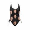 Personalized Swimsuits for Women Men Small Face Custom Face Swimwear Funny One Piece Swimsuit with Husband Face Women's Personalized Swim Suit M view 3