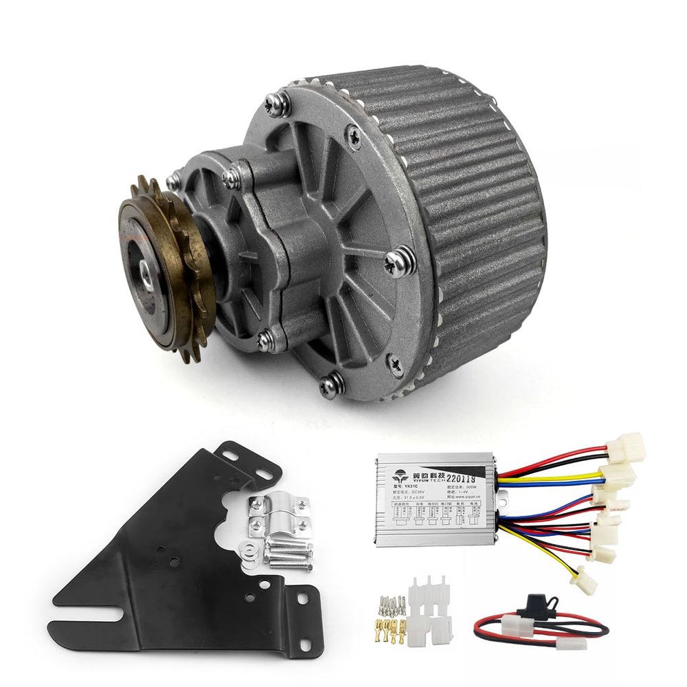 Freewheel 450W MY1018 Motor Using Bicycle Flywheel Gear with A 500W Brush Controller and Fuse Device (36V 450W kit)