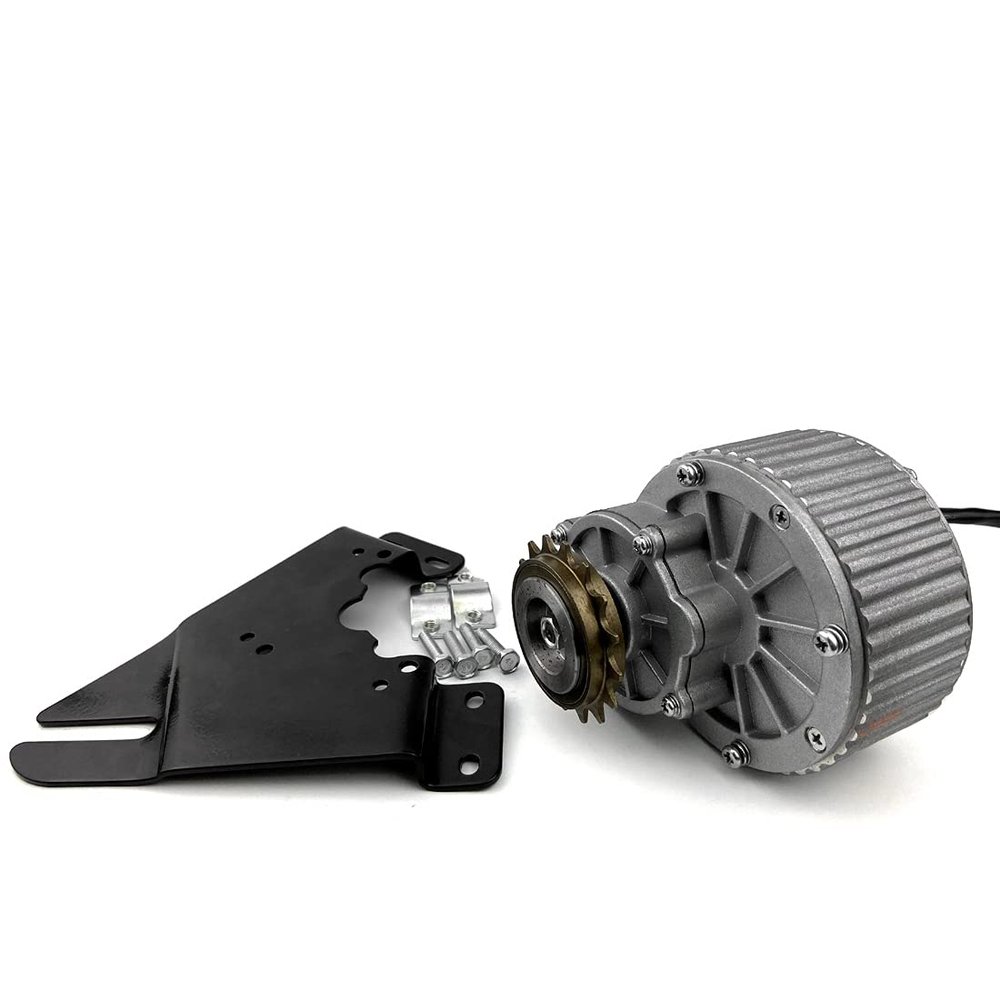 Freewheel 450W DC Motor MY1018 with Bicycle Flywheel Gear 16 Teeth and Mounting Plate Bracket (36V450W)
