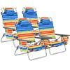Giantex Beach Chair 4-Pack Sling Camping Chair, Sunbathing Chairs with 5 Adjustable Position, Head Pillow, Storage Bag, Towel Bar, Cup Holders, Folding Fishing Backpack Lawn Chairs view 1