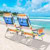 Giantex Beach Chair 4-Pack Sling Camping Chair, Sunbathing Chairs with 5 Adjustable Position, Head Pillow, Storage Bag, Towel Bar, Cup Holders, Folding Fishing Backpack Lawn Chairs view 2