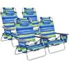Giantex Beach Chair 4-Pack Sling Camping Chair, Sunbathing Chairs with 5 Adjustable Position, Head Pillow, Storage Bag, Towel Bar, Cup Holders, Folding Fishing Backpack Lawn Chairs view 1
