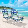 Giantex Beach Chair 4-Pack Sling Camping Chair, Sunbathing Chairs with 5 Adjustable Position, Head Pillow, Storage Bag, Towel Bar, Cup Holders, Folding Fishing Backpack Lawn Chairs view 2