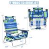 Giantex Beach Chair 4-Pack Sling Camping Chair, Sunbathing Chairs with 5 Adjustable Position, Head Pillow, Storage Bag, Towel Bar, Cup Holders, Folding Fishing Backpack Lawn Chairs view 3