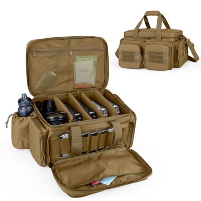 DSLEAF Tactical Pistol Range Bag for 5 Handguns, Shooting Gun Duffle Bag with 9X Magazine Slots for Hunting and Range Outdoor Activities