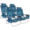 Giantex Beach Chair 4-Pack Sling Camping Chair, Sunbathing Chairs with 5 Adjustable Position, Head Pillow, Storage Bag, Towel Bar, Cup Holders, Folding Fishing Backpack Lawn Chairs view 1