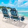 Giantex Beach Chair 4-Pack Sling Camping Chair, Sunbathing Chairs with 5 Adjustable Position, Head Pillow, Storage Bag, Towel Bar, Cup Holders, Folding Fishing Backpack Lawn Chairs view 2