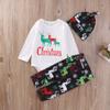 Zekky Newborn Baby Boy Deer Printed White Romper Top Camouflage Pants Set 3Pcs view 2