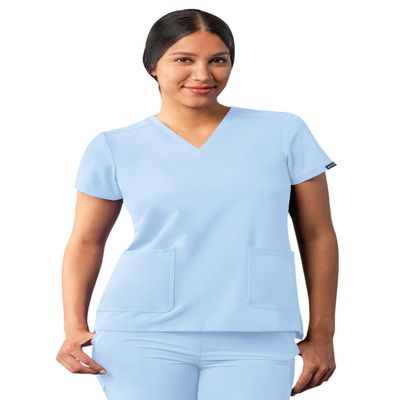 Adar Addition Scrubs for Women - Modern V-Neck Scrub Top - A6008 - Sky Blue - XS