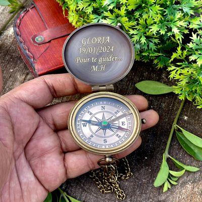 Personalized Compass, Antique Nautical Vintage Directional Magnetic Compass, Engraved Baptism Gifts, for Loved Ones, Son, Father, Fianc. (Own Personalized)