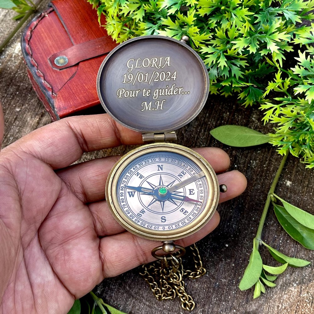 Personalized Compass, Antique Nautical Vintage Directional Magnetic Compass, Engraved Baptism Gifts, for Loved Ones, Son, Father, Fianc. (Own Personalized)