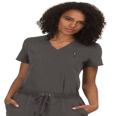 KOI Next Gen Ready to Work Women's 1-Pocket Tuck-in Scrub Top Heather Grey 3X-Large